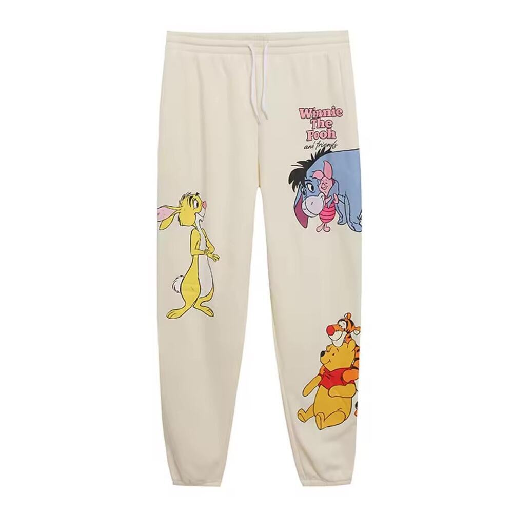 Disney Winnie the Pooh Fleece Joggers | Cartoon Graphic Sweatpants – XS Ivory - Picture 3 of 9